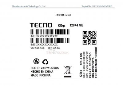 ​4GB+128GB组合，传音Tecno一款4G入门手机通过FCC认证